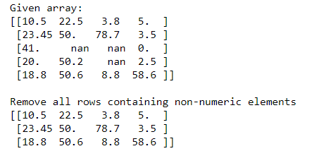 如何删除Numpy数组中包含非数字值的行？