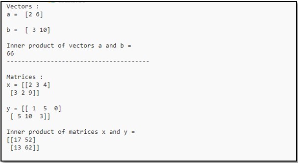 使用NumPy计算矩阵和向量的内积、外积和交叉积