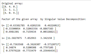 使用NumPy通过单值分解计算给定数组的因子