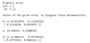 使用NumPy通过单值分解计算给定数组的因子