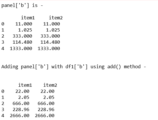 Python Pandas Panel.add()