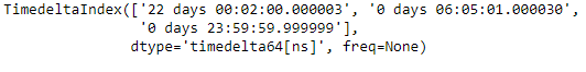 Python Pandas TimedeltaIndex.argmin