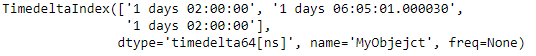 Python Pandas TimedeltaIndex.name