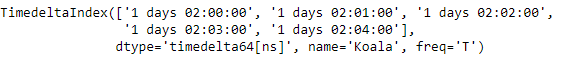 Python Pandas TimedeltaIndex.name