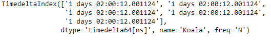 Python Pandas TimedeltaIndex.nlevels