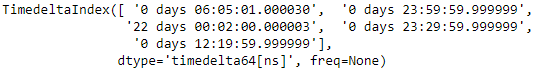 Python Pandas TimedeltaIndex.difference