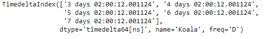 Python Pandas TimedeltaIndex.difference