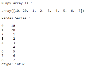 将NumPy数组转换为Pandas序列
