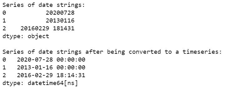 在Pandas Dataframe中，将一系列的日期字符串转换为时间序列