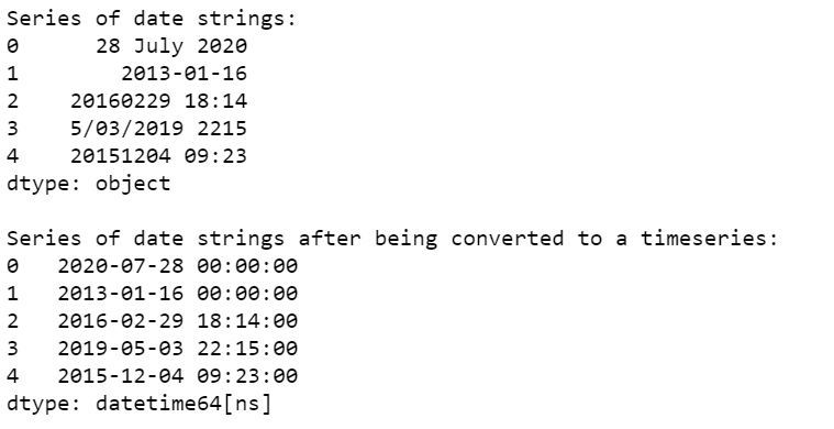 在Pandas Dataframe中，将一系列的日期字符串转换为时间序列