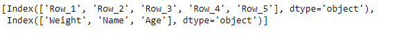 Python Pandas DataFrame.axes