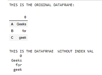 如何在Python中打印没有索引的Dataframe？