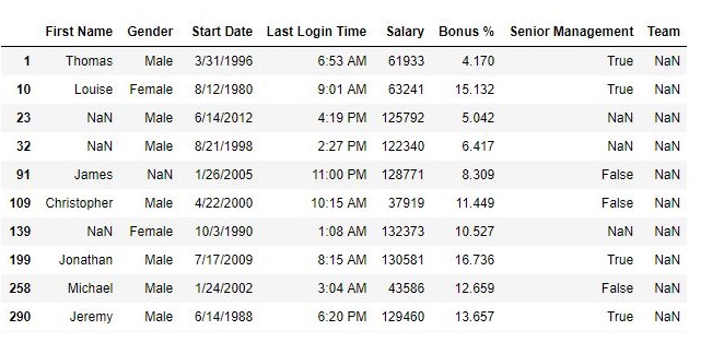 Python Pandas Get Rows With Null Values