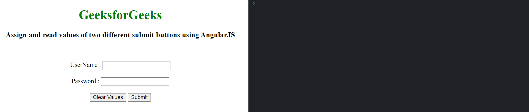 如何使用AngularJS分配和读取两个不同提交按钮的值？
