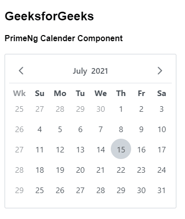 Angular PrimeNG日历组件