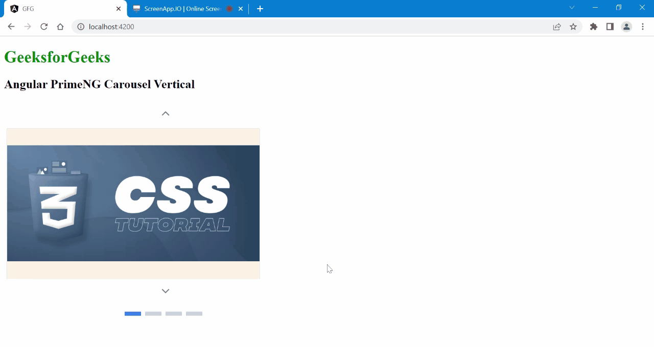 Angular PrimeNG Carousel Vertical