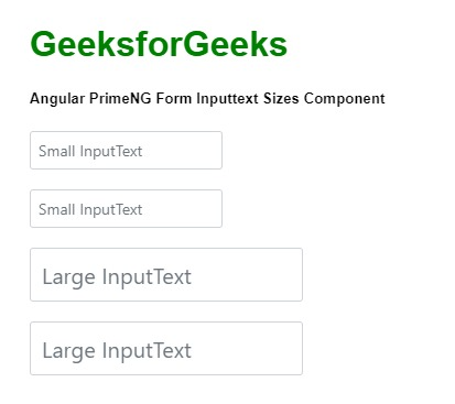 Angular PrimeNG Form Inputtext Sizes组件