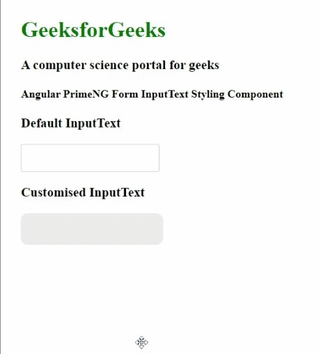 Angular PrimeNG Form Inputtext Styling Component