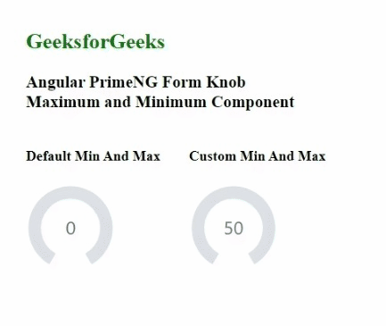 Angular PrimeNG表格旋钮最小和最大分量