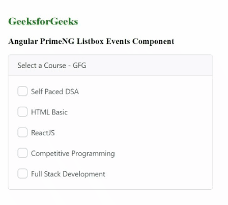 Angular PrimeNG Form Listbox Events组件
