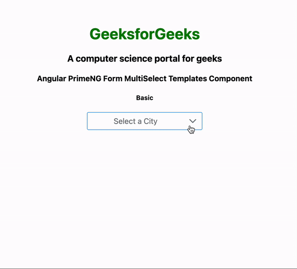 Angular PrimeNG Form MultiSelect Templates Component