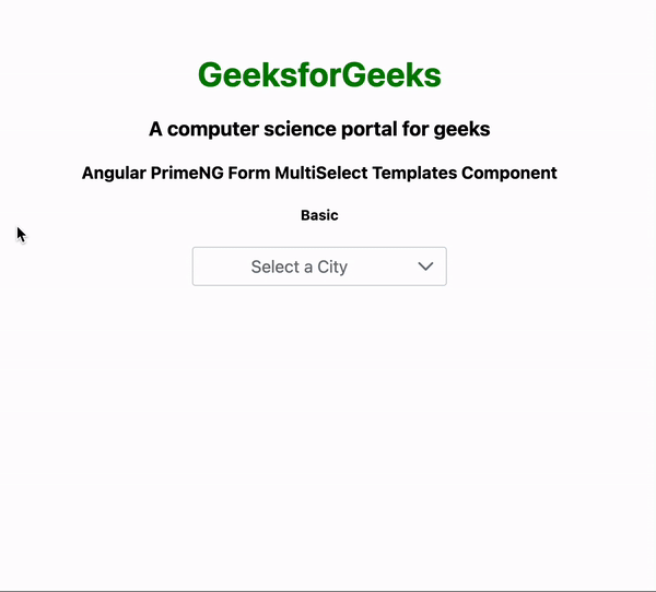 Angular PrimeNG Form MultiSelect Templates Component