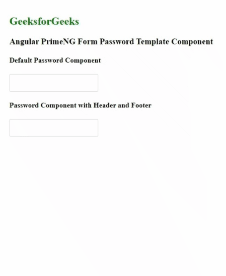 Angular PrimeNG Form Password Templates Component