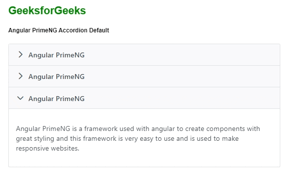 Angular PrimeNG Accordion 默认 Angular PrimeNG Accordion 默认