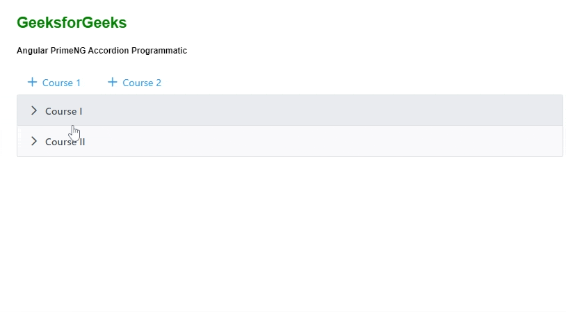 Angular PrimeNG Accordion Programmatic