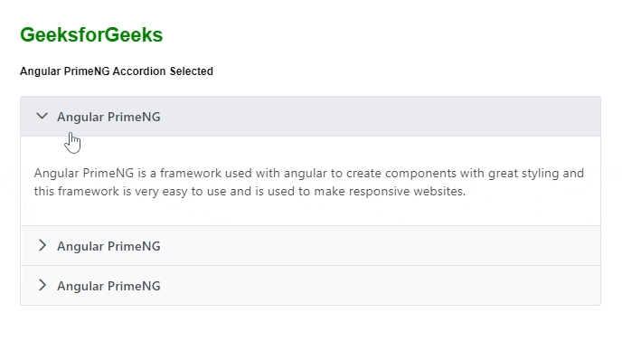 选定Angular PrimeNG Accordion