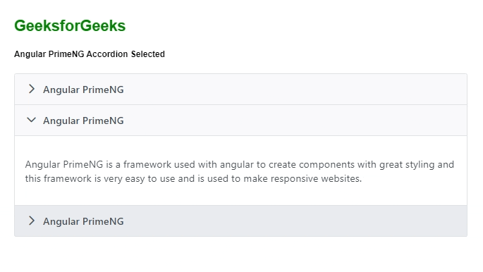 选定Angular PrimeNG Accordion
