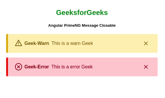 Angular PrimeNG消息可关闭