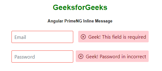 Angular PrimeNG消息 内联消息