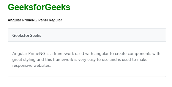 Angular PrimeNG Panel Regular