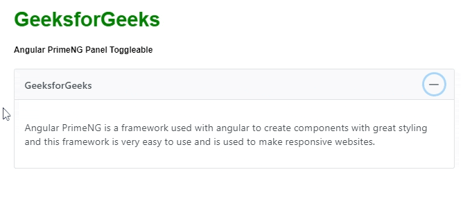 Angular PrimeNG可切换的面板