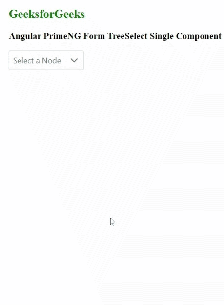 Angular PrimeNG Form TreeSelect Single Component