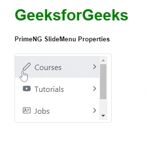 Angular PrimeNG滑动菜单属性