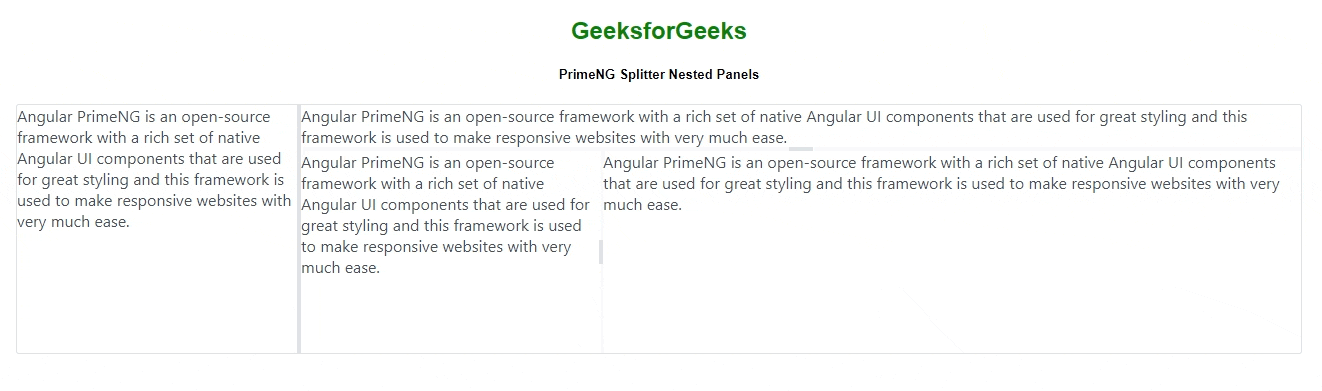 Angular PrimeNG Splitter嵌套面板