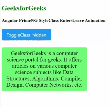 Angular PrimeNG StyleClass进入/离开动画