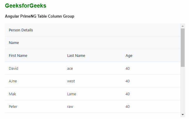 Angular PrimeNG表列组 Angular PrimeNG表列组