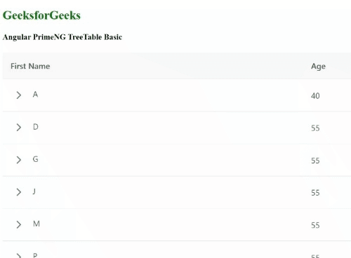 Angular PrimeNG TreeTable Basic