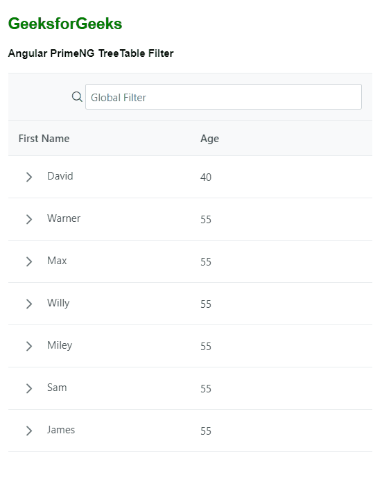 Angular PrimeNG TreeTable过滤器 Angular PrimeNG TreeTable过滤器