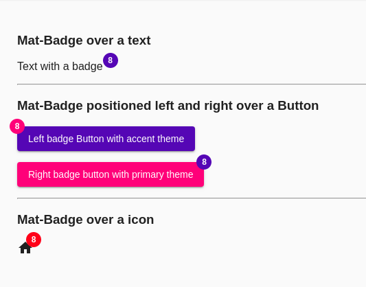 Angular Material中的matBadge