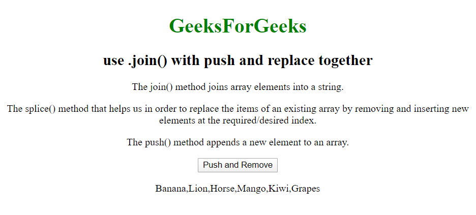 如何将.join()与推送和替换一起使用？