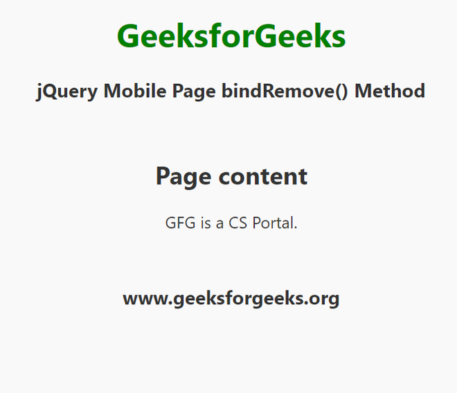 jQuery Mobile Page bindRemove()方法