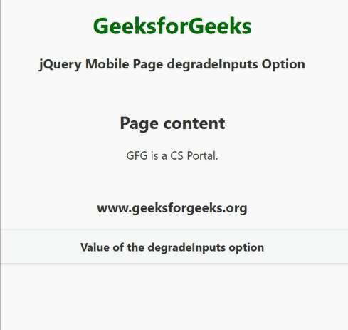 jQuery Mobile Page degradeInputs选项