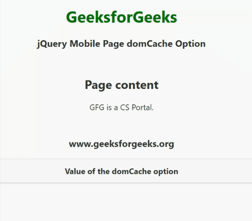 jQuery Mobile页面domCache选项