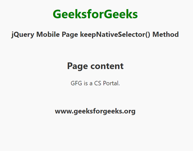 jQuery Mobile Page keepNativeSelector()方法