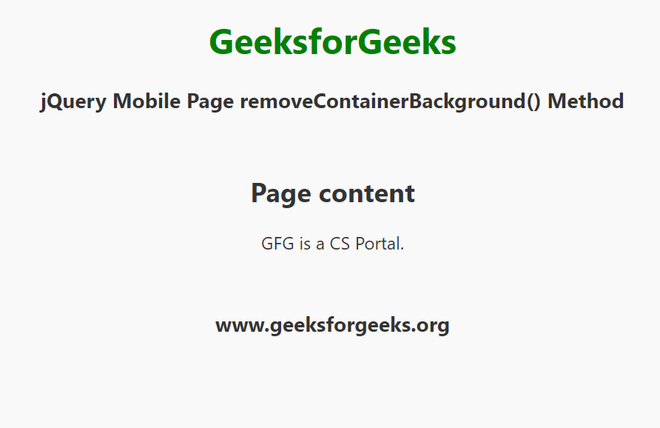 jQuery Mobile Page removeContainerBackground()方法