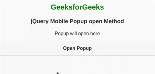 jQuery Mobile Popup open()方法